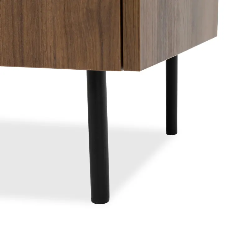 Tavolino da salotto 97x60cm 2 vani a giorno piano effetto marmo nero noce Caliva