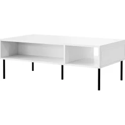 Tavolino da salotto 110x60cm 2 vani bianco opaco Stark