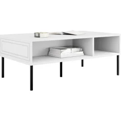 Tavolino da salotto 110x60cm 2 vani bianco opaco Stark