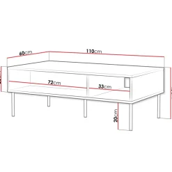 Tavolino da salotto 110x60cm 2 vani nero opaco Stark