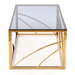 Tavolino da salotto 120x60cm vetro acciaio cromato oro Cuvel Gold