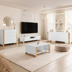 Tavolino salotto 95x60cm bianco oro Reflex