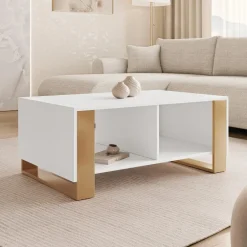 Tavolino salotto 95x60cm bianco oro Reflex