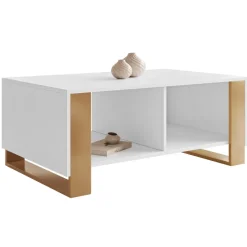 Tavolino salotto 95x60cm bianco oro Reflex