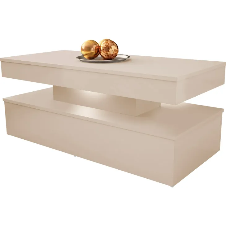Tavolino salotto 120x55cm con LED beige cashmere Lumus