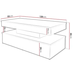 Tavolino salotto 120x55cm con LED beige cashmere Lumus