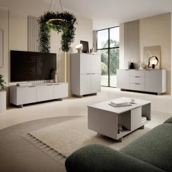 Tavolino soggiorno 100x55cm 2 ante beige cashmere Stone
