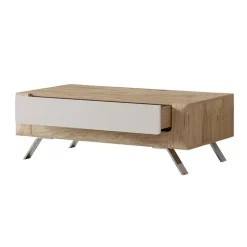 Tavolino 110x65cm da salotto 1 cassetto rovere tortora lucido Jumbo