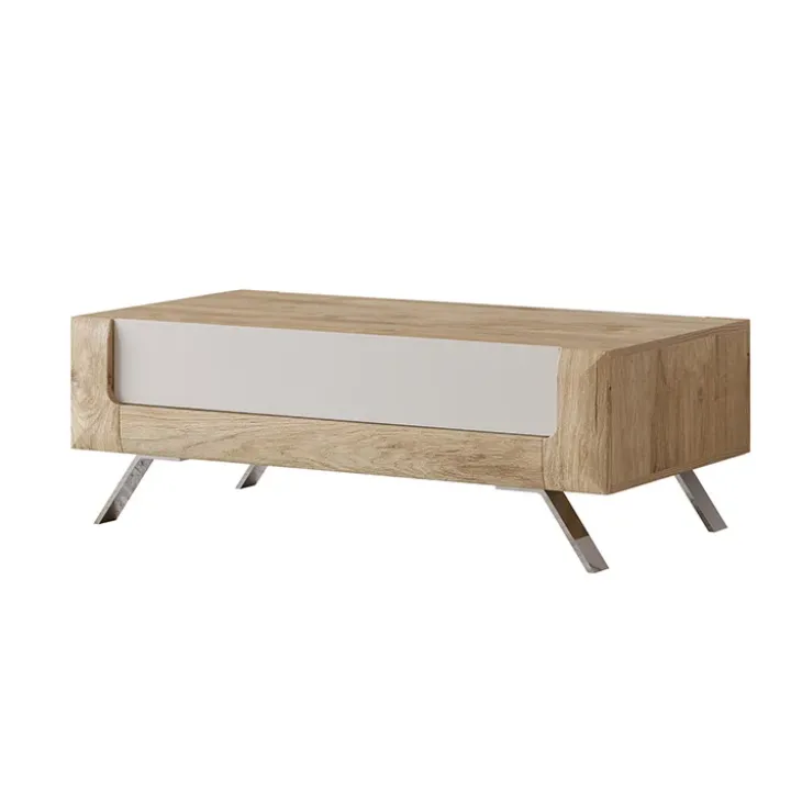 Tavolino 110x65cm da salotto 1 cassetto rovere tortora lucido Jumbo