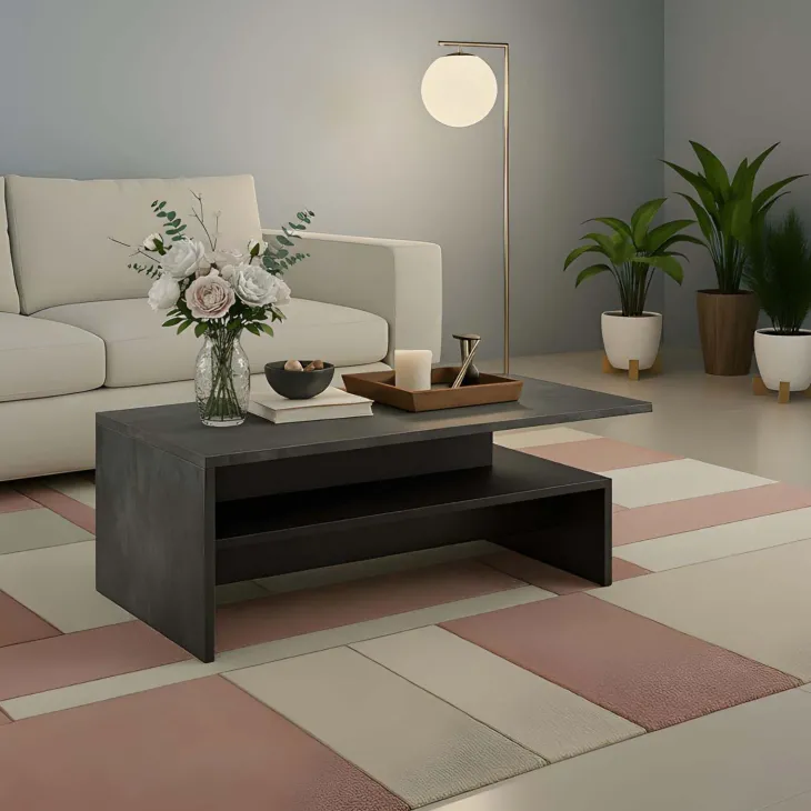 Tavolino 100x60cm da salotto design ossido e nero Emotion Gihome®