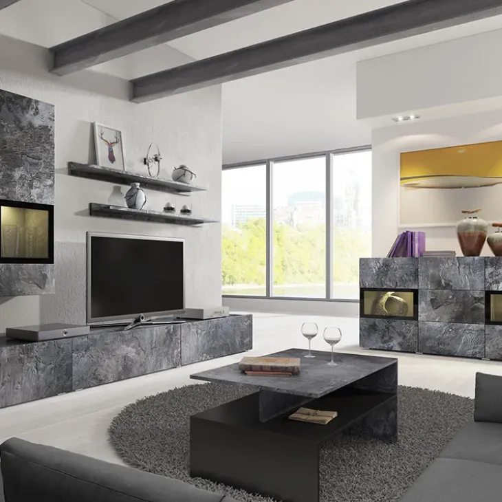 Tavolino 100x60cm da salotto design ossido e nero Emotion Gihome®