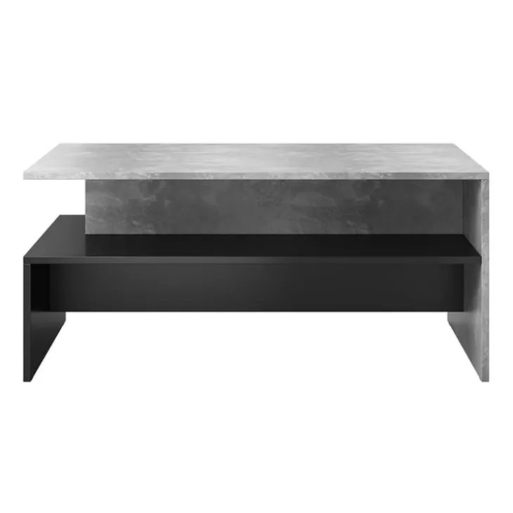 Tavolino 100x60cm da salotto design cemento e nero Emotion Gihome®