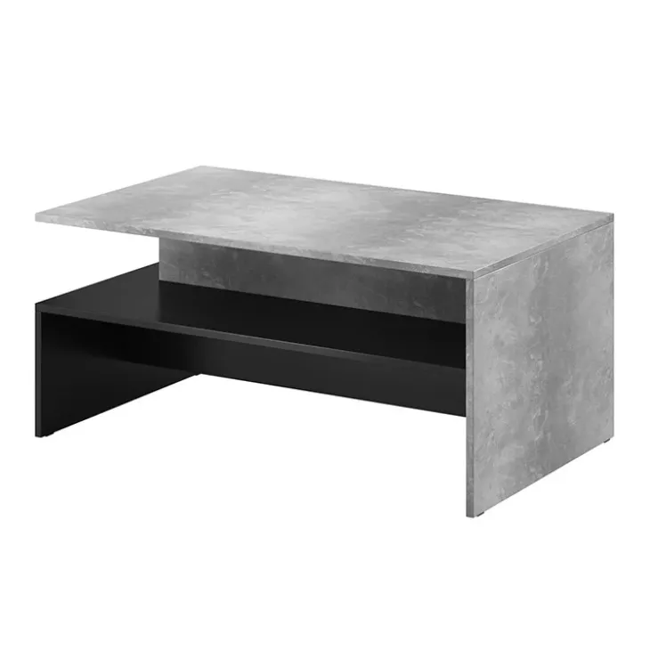 Tavolino 100x60cm da salotto design cemento e nero Emotion Gihome®