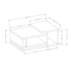 Tavolino 120x60cm da salotto design rovere antracite Megan Gihome®