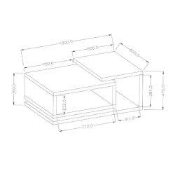 Tavolino 120x60cm da salotto design rovere Megan Gihome®