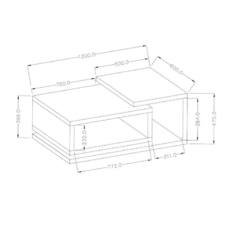 Tavolino 120x60cm da salotto design rovere Megan Gihome®