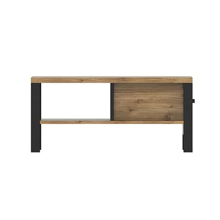 Tavolino 90x56cm da salotto moderno quercia nero opaco Nebraska