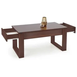 Tavolino 110x60cm salotto con cassetti moderno noce scuro Ivo