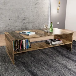 Tavolino 100x60cm salotto con ripiano rovere scuro West Gihome®
