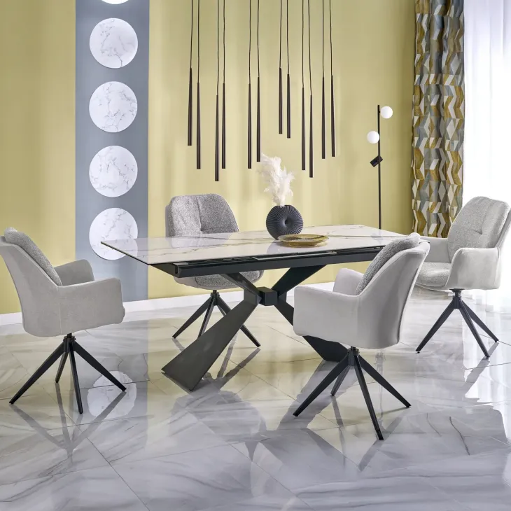 Tavolo allungabile 180/230cm effetto marmo bianco nero Silvano