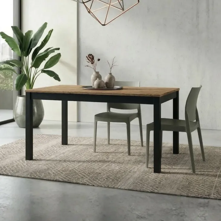 Tavolo allungabile 160/220 cm industrial rovere rustico metallo ossido Alanda