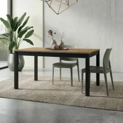 Tavolo allungabile 140/200 cm industrial rovere rustico metallo ossido Alanda