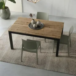Tavolo allungabile 140/200 cm industrial rovere rustico metallo ossido Alanda