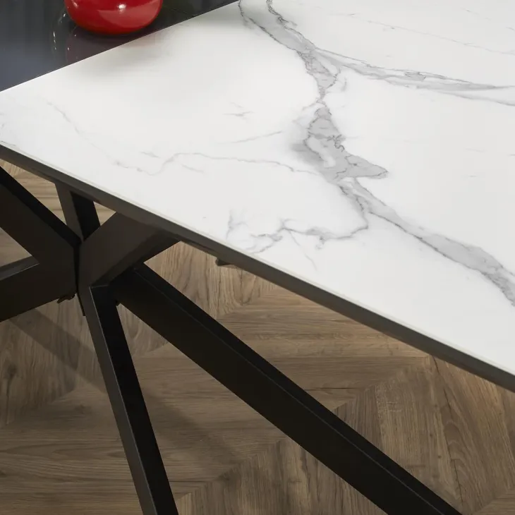 Tavolo allungabile 160/200cm moderno effetto marmo bianco nero Lennox