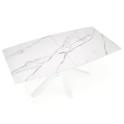Tavolo allungabile 160/200cm moderno effetto marmo bianco Lucinda