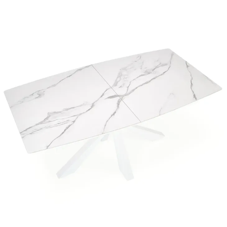 Tavolo allungabile 160/200cm moderno effetto marmo bianco Lucinda