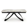 Tavolo allungabile 180/260cm moderno effetto marmo bianco lucido nero Novellino