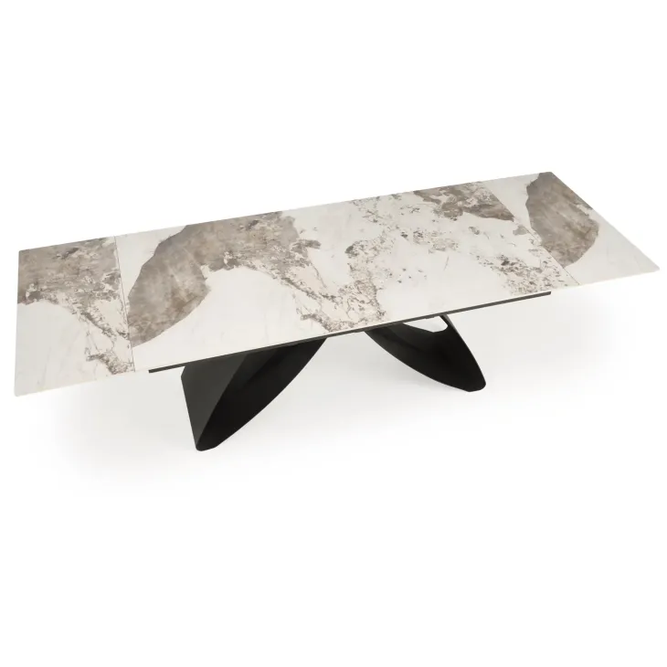 Tavolo allungabile 180/260cm moderno effetto marmo bianco lucido nero Novellino