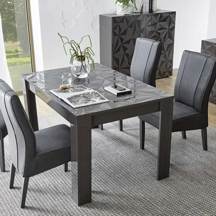 Tavolo allungabile 137/185cm moderno grigio con serigrafia Marvis