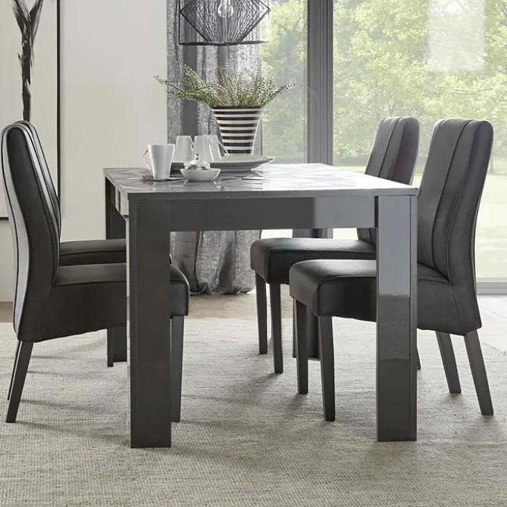 Tavolo allungabile 137/185cm moderno grigio con serigrafia Marvis