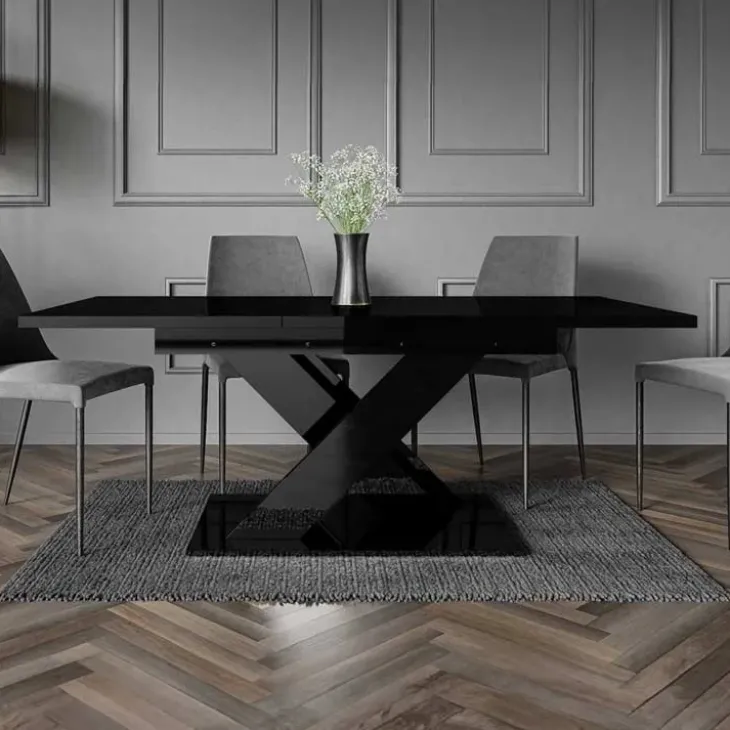 Tavolo allungabile 140/180cm rettangolare nero lucido Ivonne