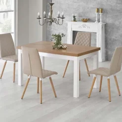 Tavolo allungabile 140/220cm rettangolare rovere nodato bianco Ace