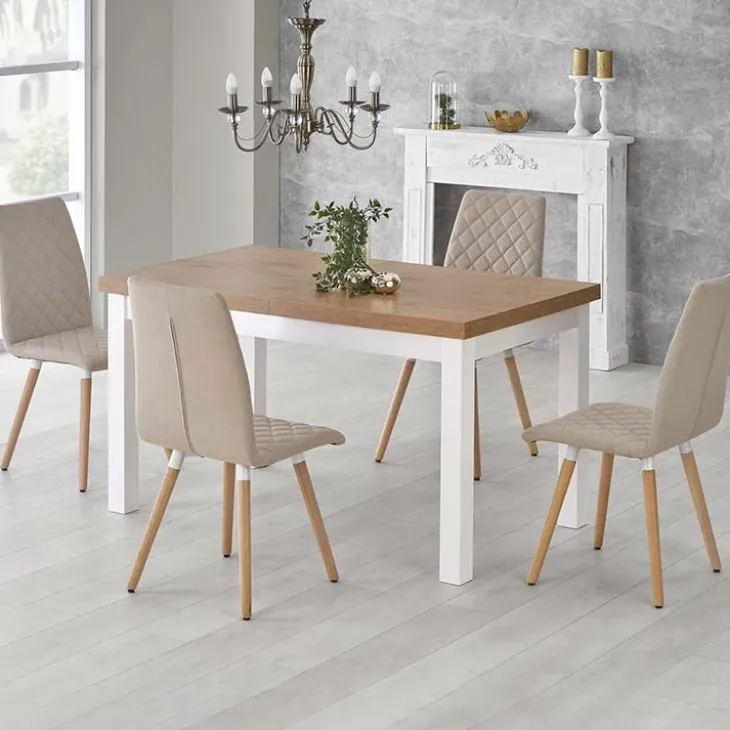 Tavolo allungabile 140/220cm rettangolare rovere nodato bianco Ace