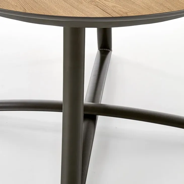 Tavolo allungabile 118/148cm rotondo rovere antracite nero Ortensia Gihome®