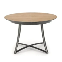 Tavolo allungabile 118/148cm rotondo rovere antracite nero Ortensia Gihome®