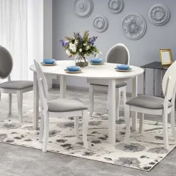 Tavolo allungabile 102/142cm rotondo da pranzo moderno bianco Lucci