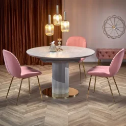Tavolo allungabile 120/160cm rotondo marmo grigio oro Ticino