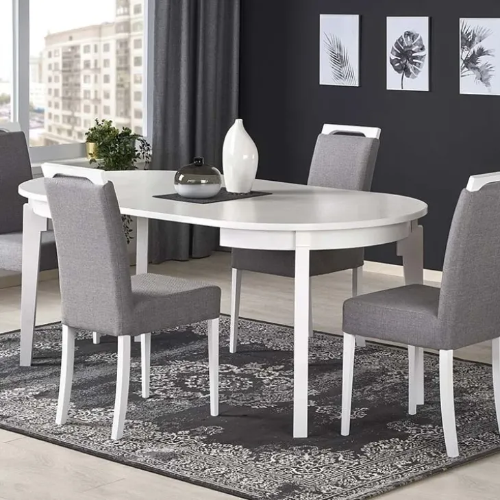 Tavolo allungabile 100/200cm rotondo moderno bianco Robin