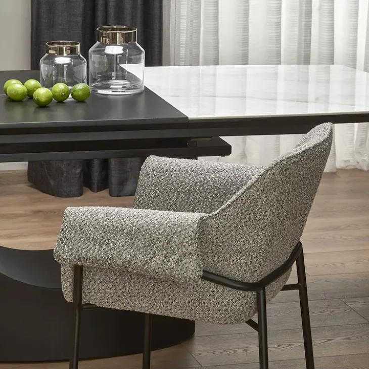 Tavolo allungabile moderno 160/220cm marmo bianco nero Isaia