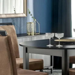 Tavolo allungabile rotondo 102/142cm moderno nero Caienna