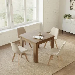 Tavolo allungabile 90x90cm moderno a libro noce Calla