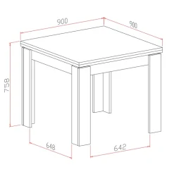 Tavolo allungabile 90x90cm moderno a libro noce Calla