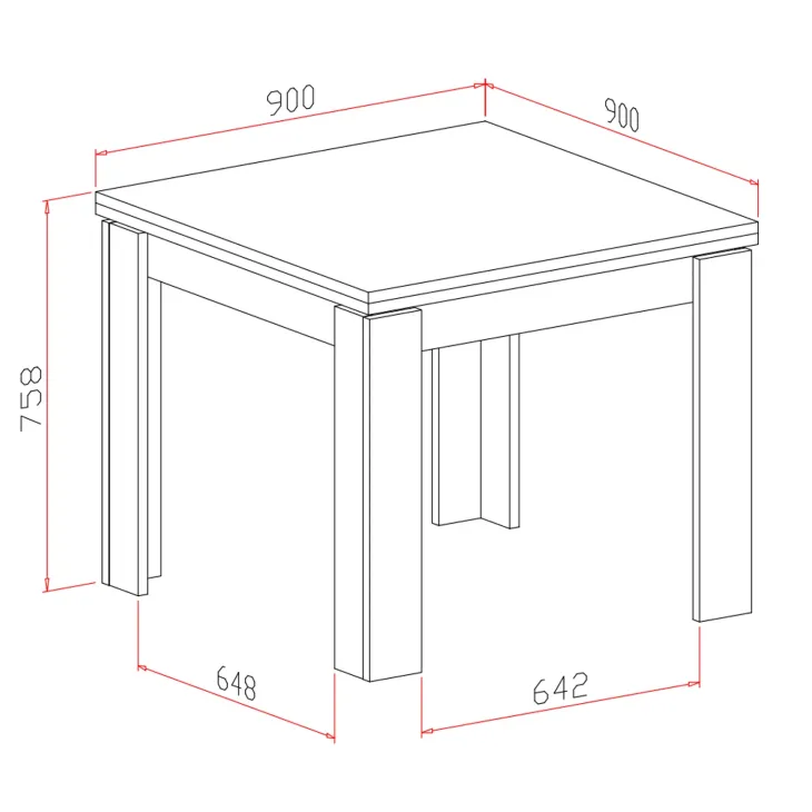 Tavolo allungabile 90x90cm moderno a libro noce Calla