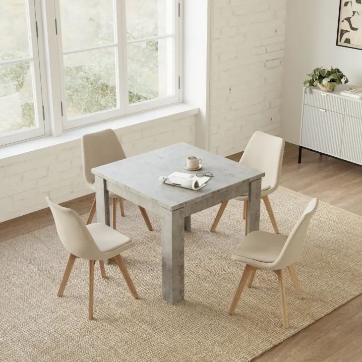 Tavolo allungabile 90x90cm moderno a libro grigio Calla