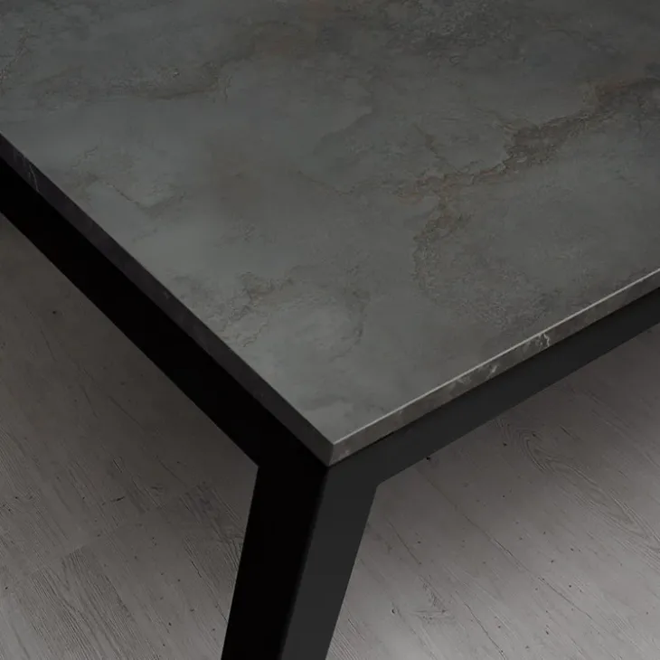 Tavolo 90/180 cm allungabile acciaio ossido metallo Alanda
