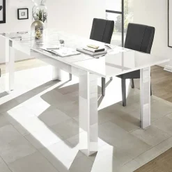 Tavolo 137/185cm allungabile bianco lucido con serigrafia Marvis